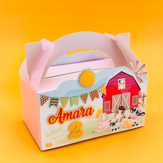 Personalised Lunchbox - Pink Barnyard 1 Piece